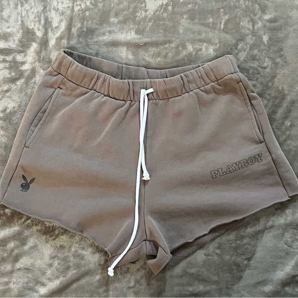 PLAYBOY BROWN DRAWSTRING SHORTS